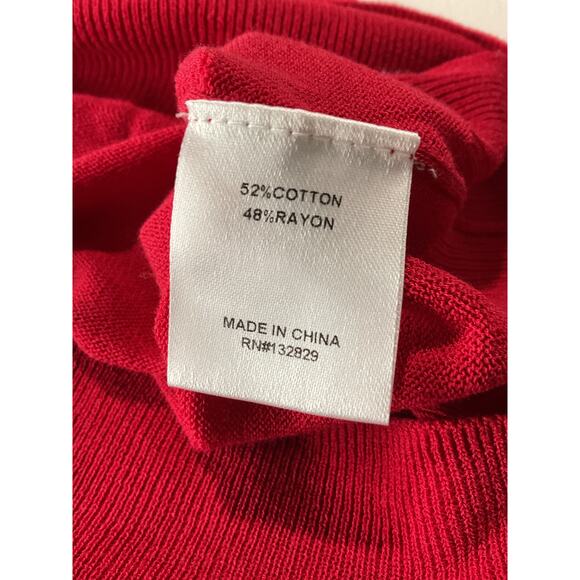 L'Academie 'Eldon' Red Cotton Sheer Sleeveless Turtleneck Top Size M - Picture 5 of 5